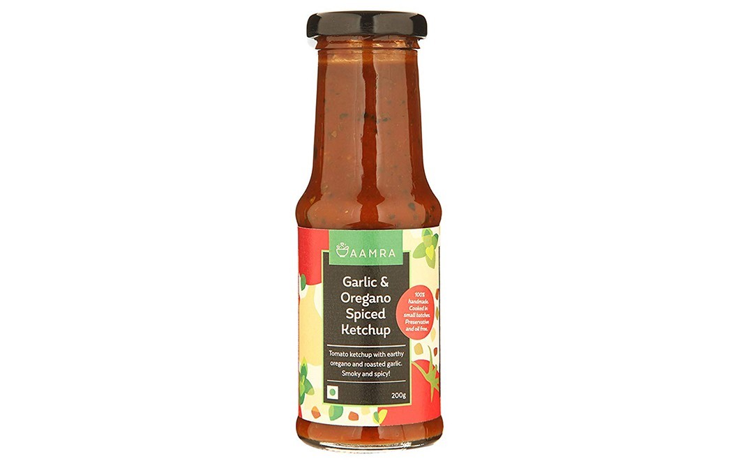 Aamra Garlic & Oregano Spiced Ketchup   Glass Bottle  200 grams